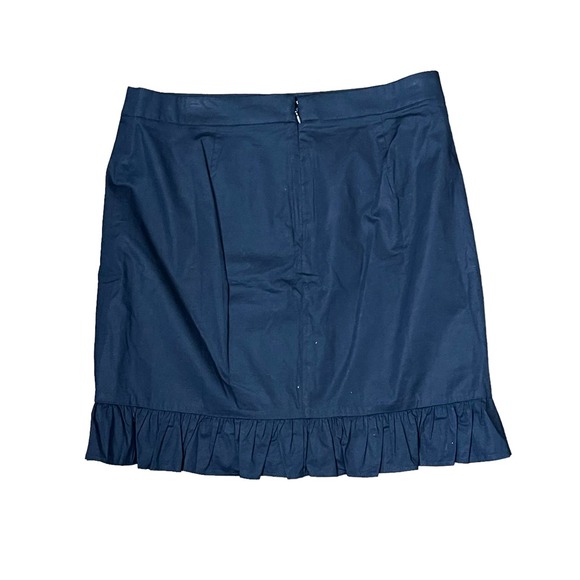 J. Crew Women’s Navy Blue Ruffle Hem Mini Skirt Back Zip Stretch Size 8‎ NWT - Picture 8 of 8